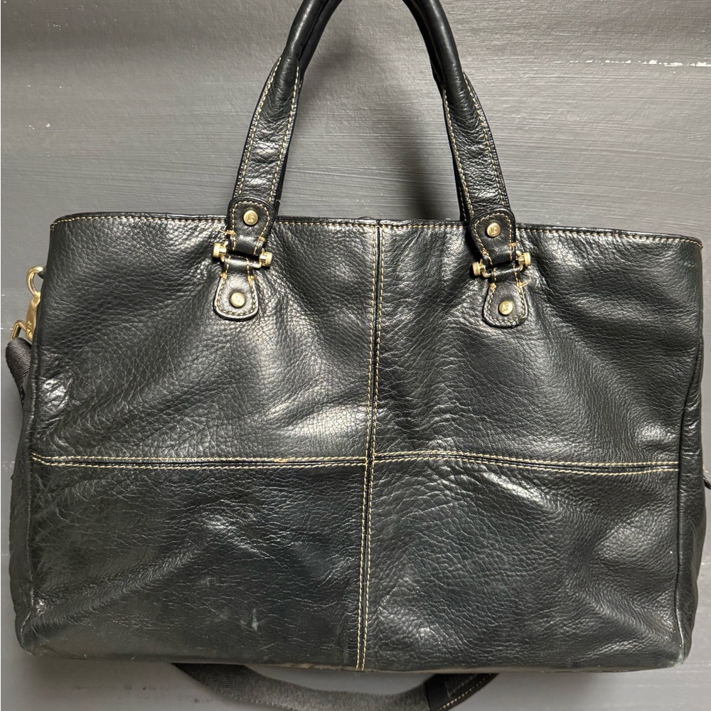 Elegant Black Leather Tote Bag